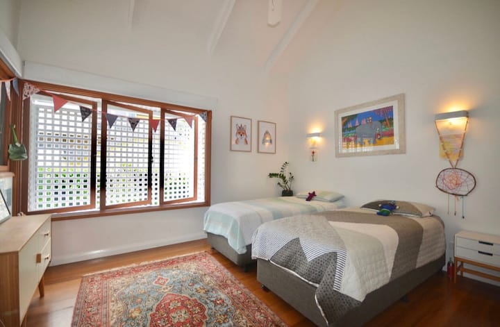 Option king bed or 2 singles (split king) and private ensuite - usually the children’s bedroom 