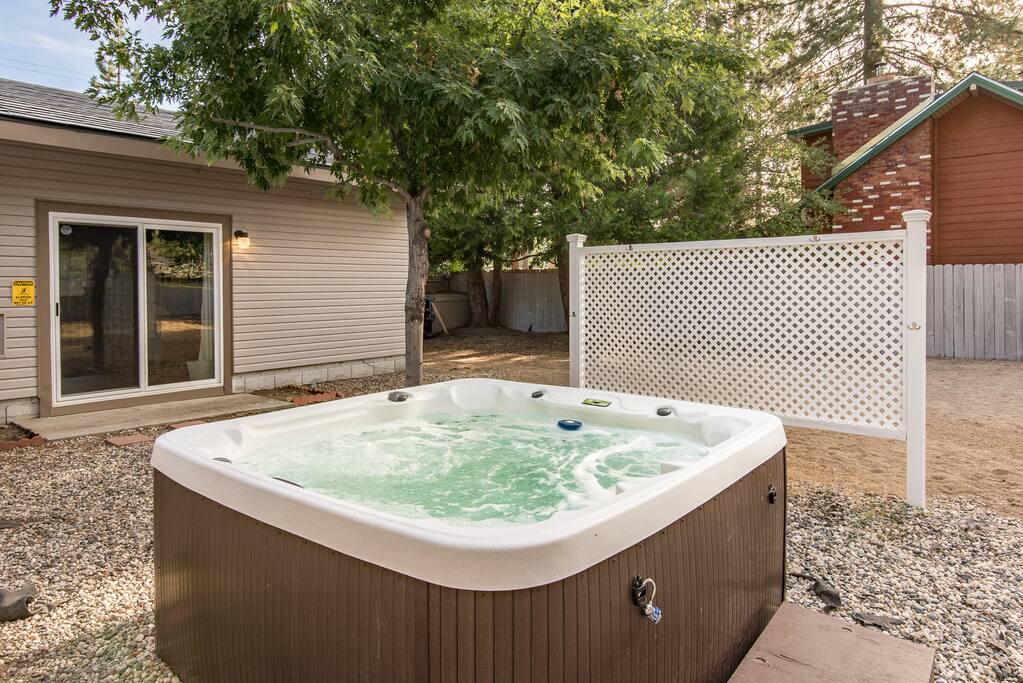 Soothe aching muscles in the private hot tub