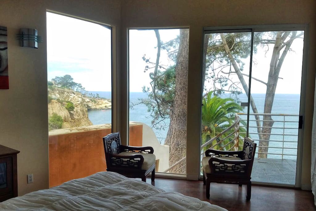 Bedroom ocean front with a patio