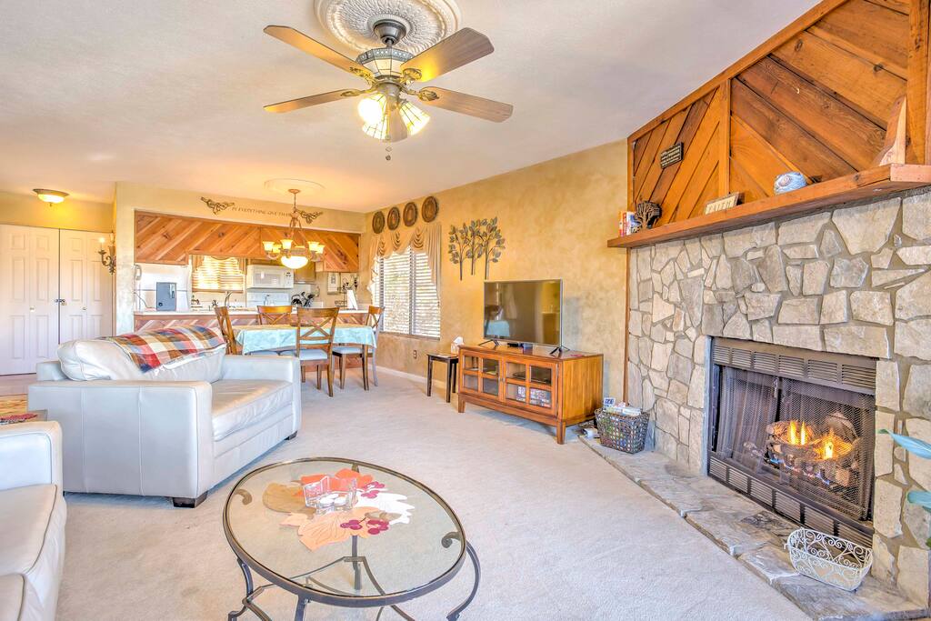 During downtime, lounge on the cozy leather furnishings in the living room.