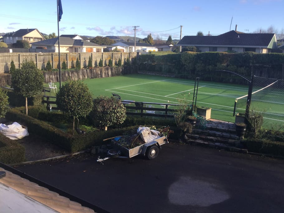 View of tennis court from appartment
