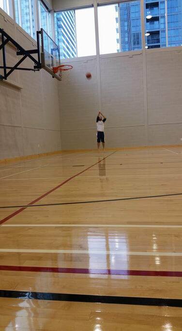 Basketball court in building