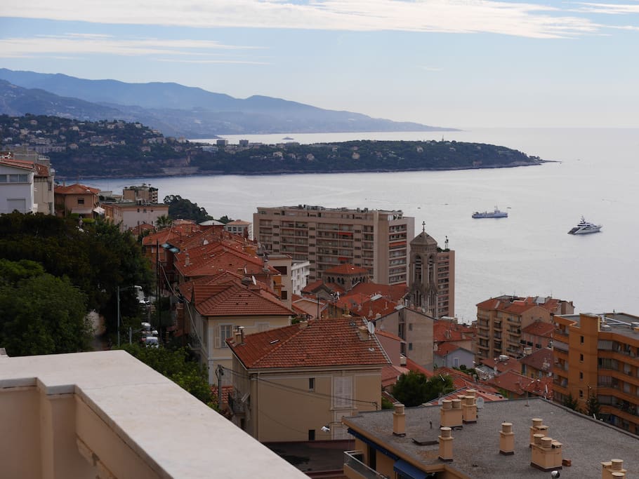 Real view on Roquebrune-Cap-Martin and Italy