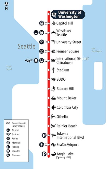Sound Transit Link Light Rail Stations, 10 minutes to downtown, 15 minutes to airport
