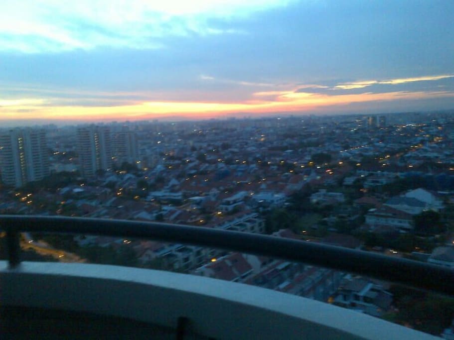 From one's balcony, one sees the beautiful sunsets every day - colours, patterns and hues varies daily.
