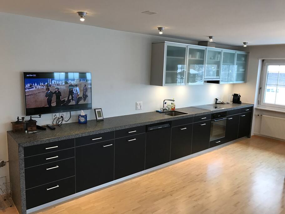 with the kitchen
