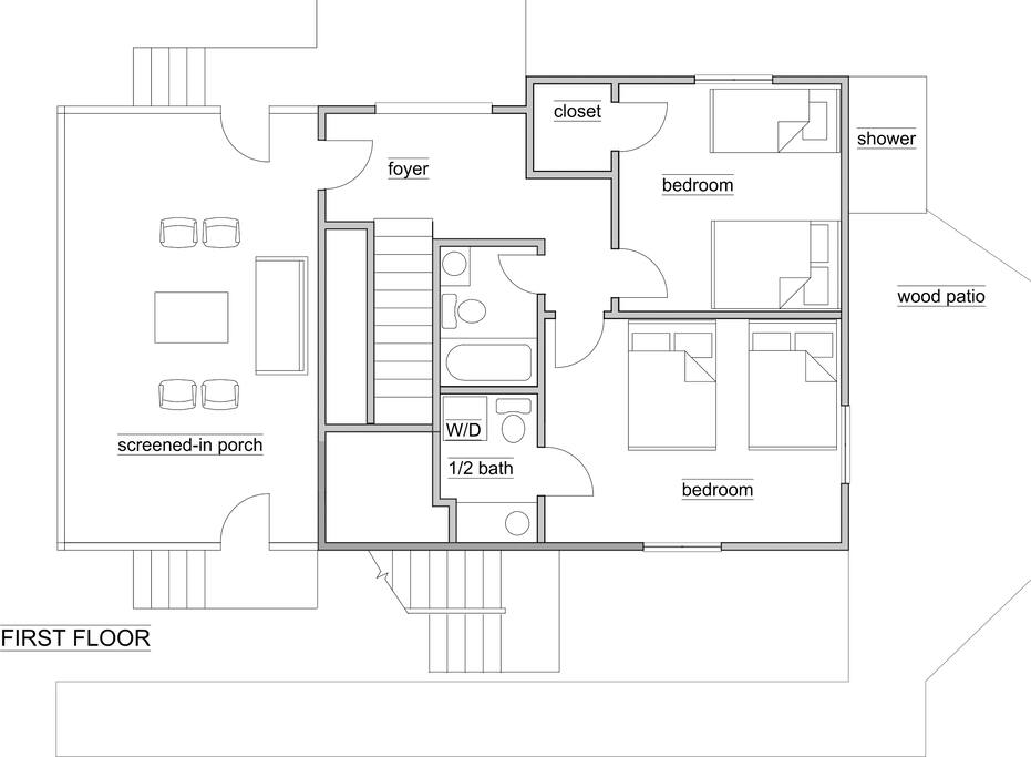Lower Level- 3 doubles and bunk beds
