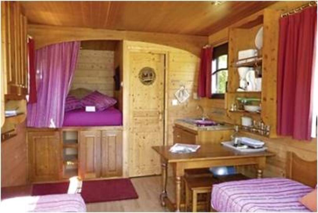 L'intérieur d'une roulotte