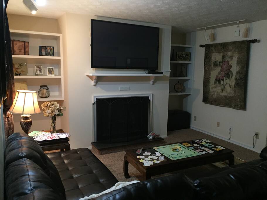 living room-60' LED flat screen TV-premium cable