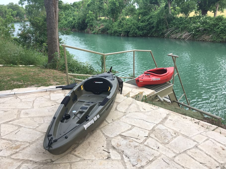 New River front stairs and kayaks