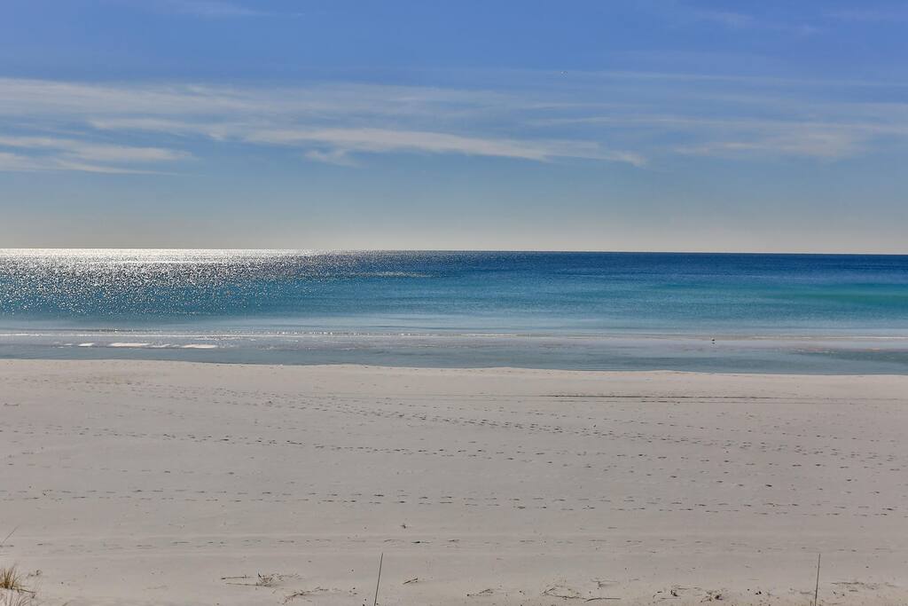 This is the beach at the end of the street and down the boardwalk!