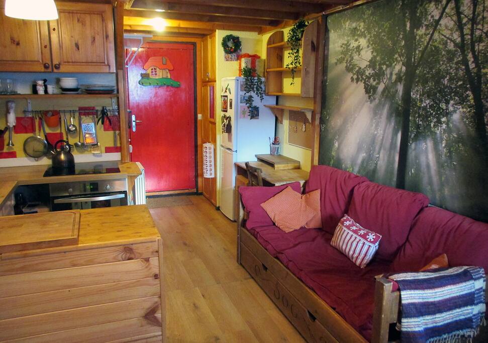 Single sofa bed with forest views