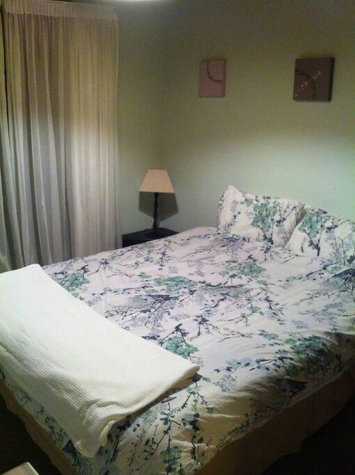 Queen Sized Bed, Linens provided.