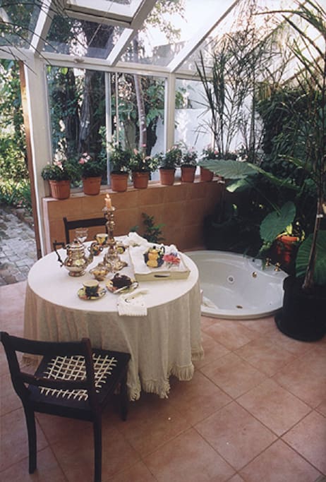 Breakfast is served in the conservatory