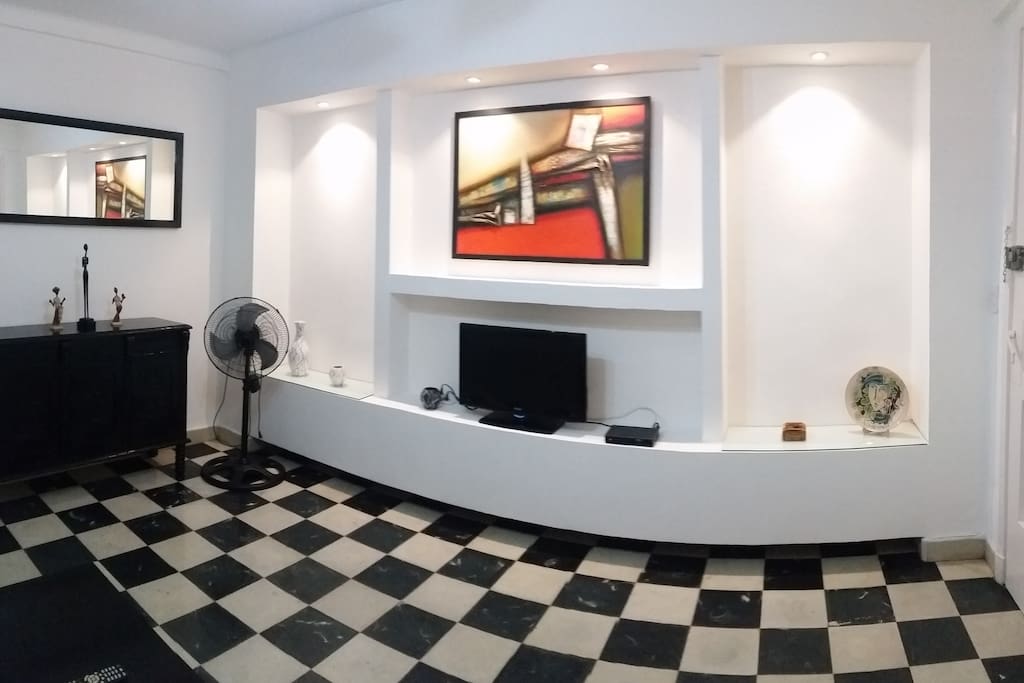 living room with digital TV