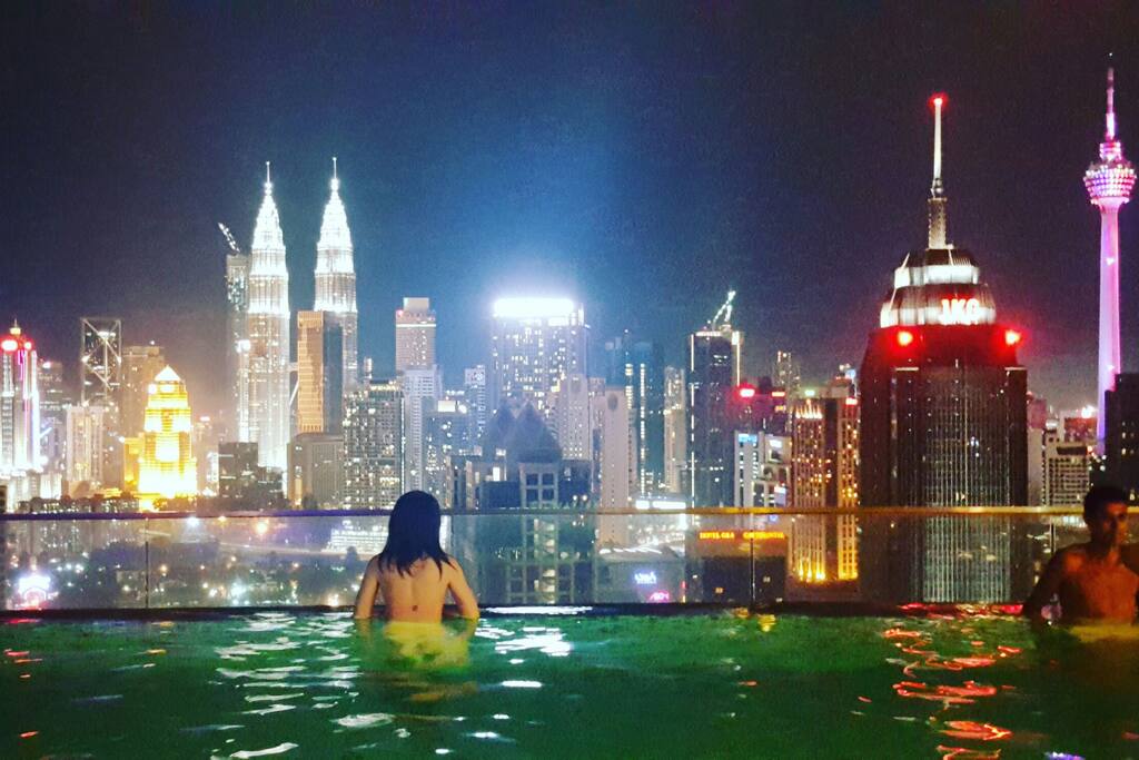 Sky pool at night