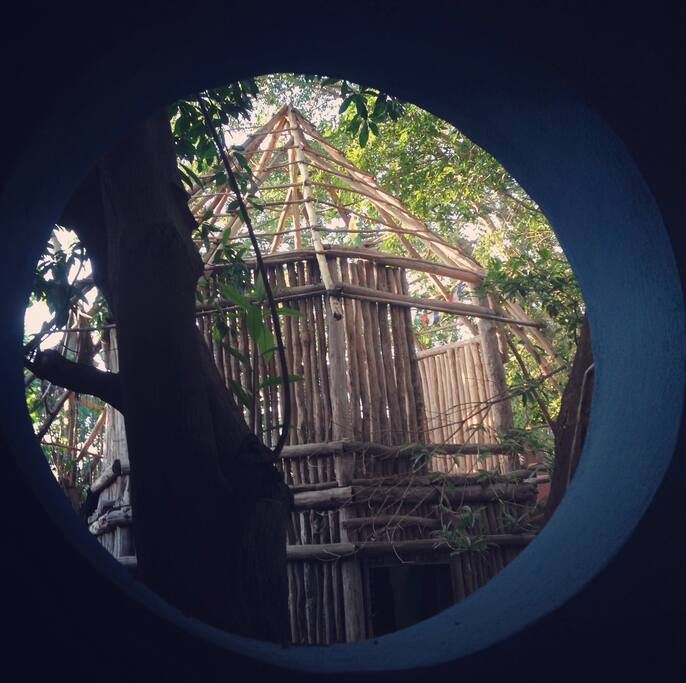Vista desde la cocina a palapa.