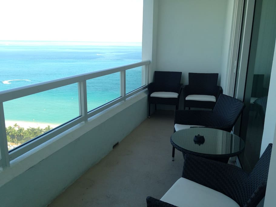 Fully Furnished Private Balcony overlooking the Ocean