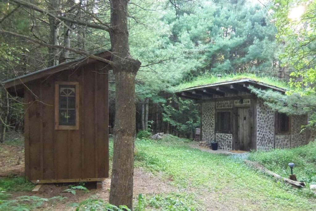 Use the full washroom in homestead, 100m away, or the privy steps from the cabin.