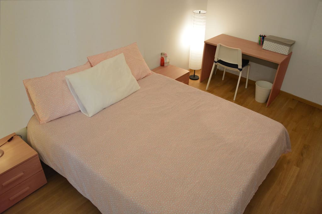 Spacious bedroom with closets, nightstands and desk. US and Europe adapters available.
