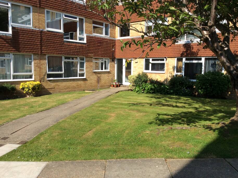 Ground floor apartment with lots of green open space.