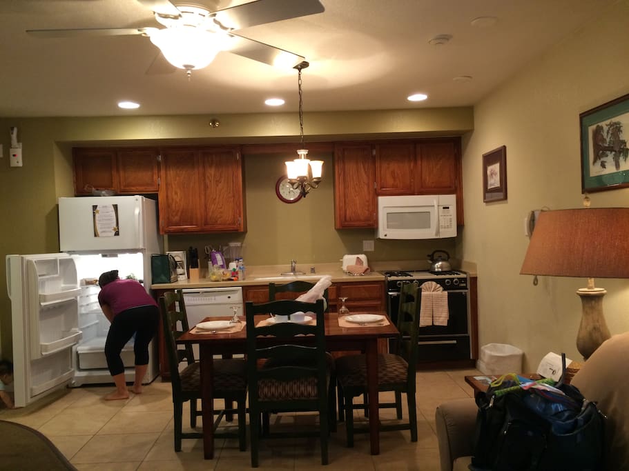 Kitchen area, fully furnished.