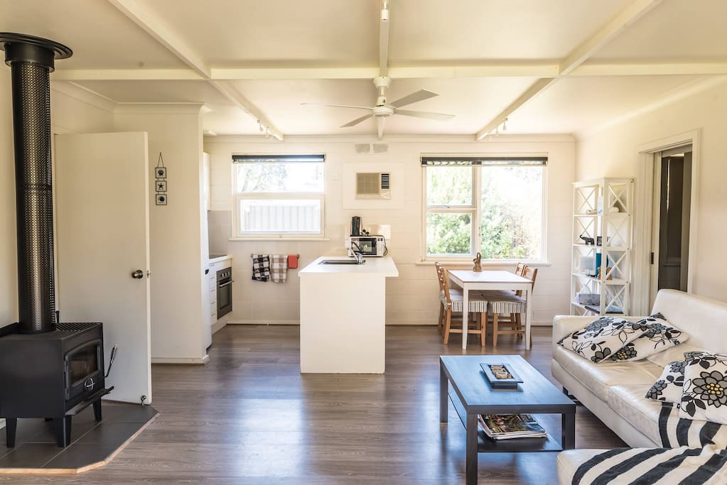 Open Plan Living Area (Kitchen/Dining/Log fire)