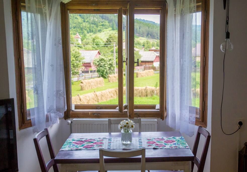 The indoor dining table