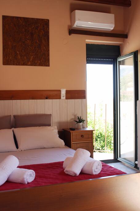 First Bedroom with Double bed, Air-condition, wardrobe, 2 balconies