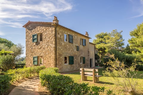 Peaceful farmhouse at Elba surrounded by green C