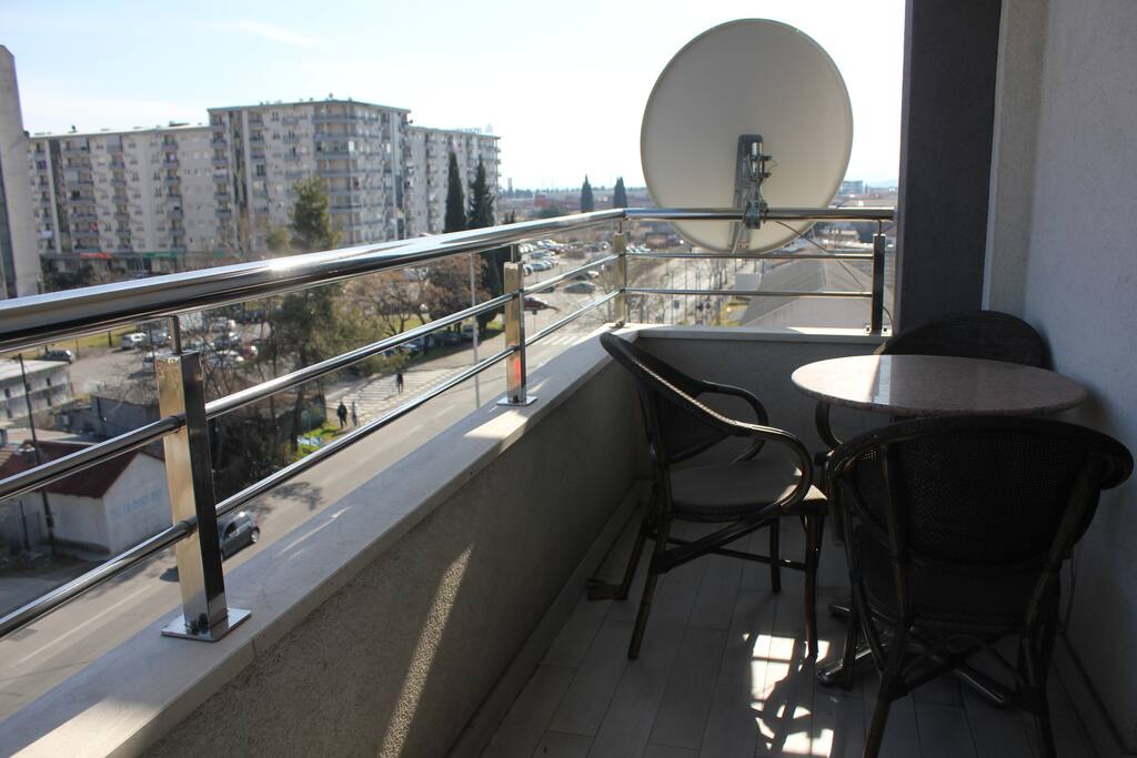 Balcony, living room.