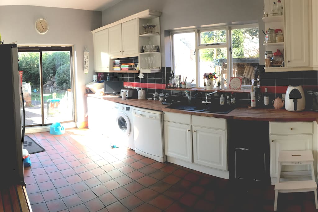 Large kitchen, opens on to garden