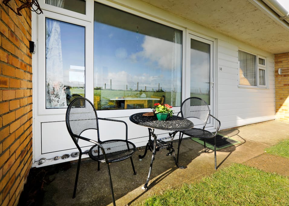 Outside seating for viewing the beach!