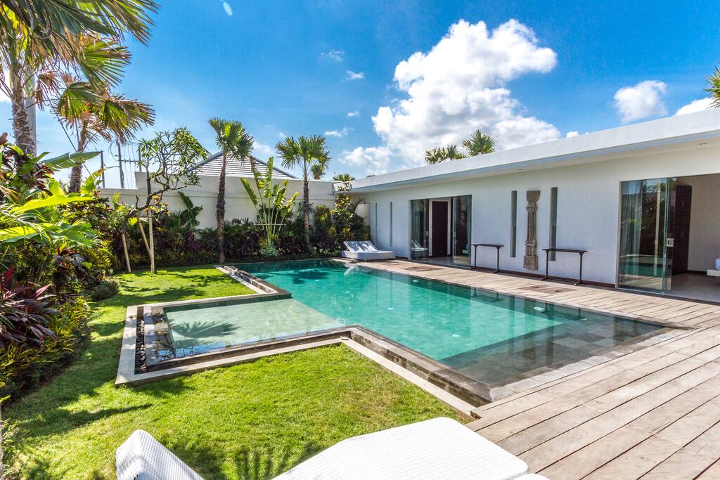 Beautiful pool in a luxuriant garden