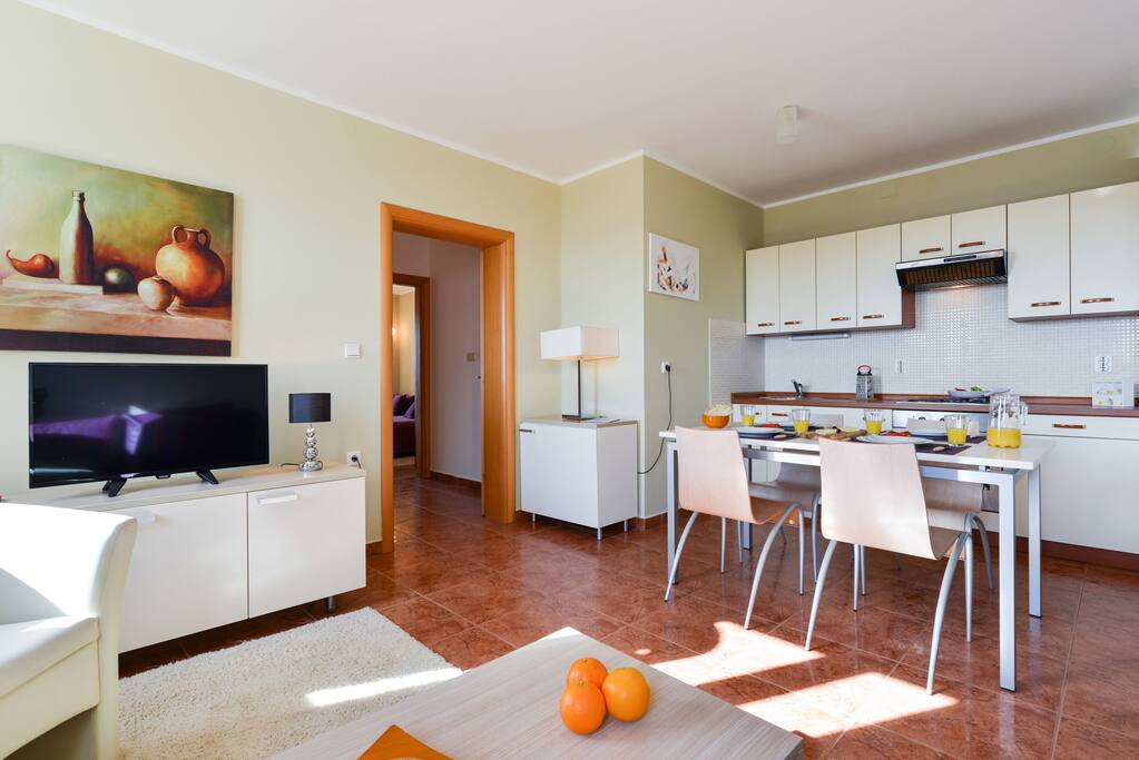 Living and dining area with kitchen