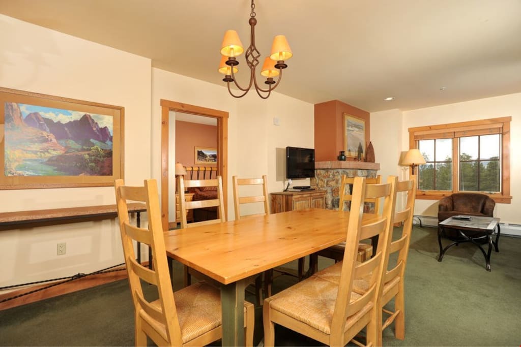 The dining table can seat 6 people