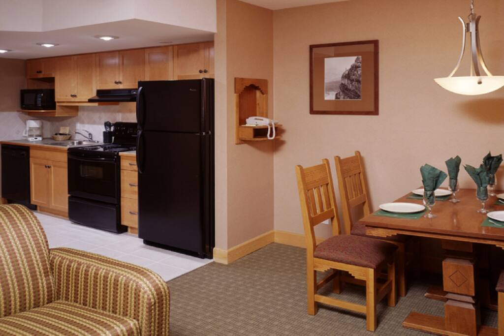 Main level - living room, dining area and full kitchen plus full bath
