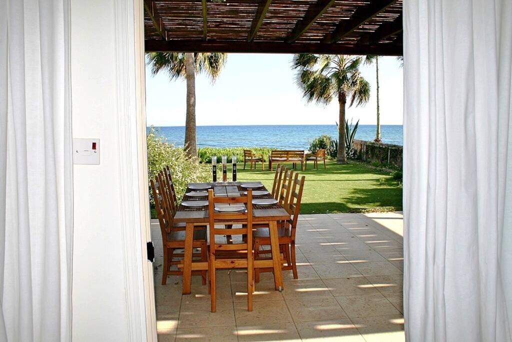 dining area and outside area