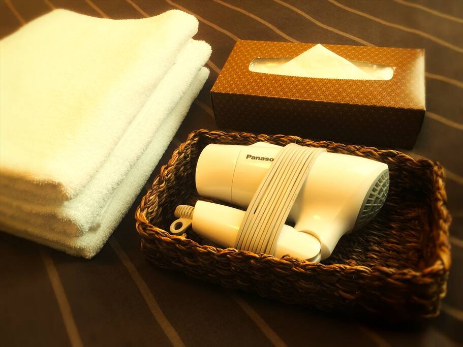 towels and hair dryer