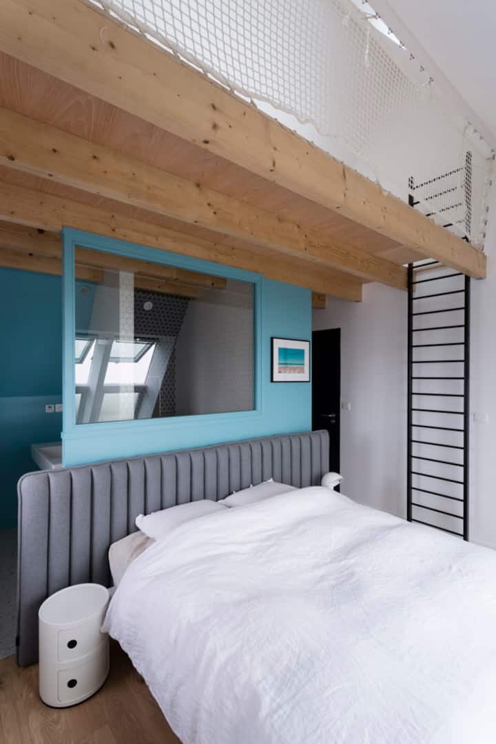 Dormitorio 2 arriba y su baño privado, vistas al mar