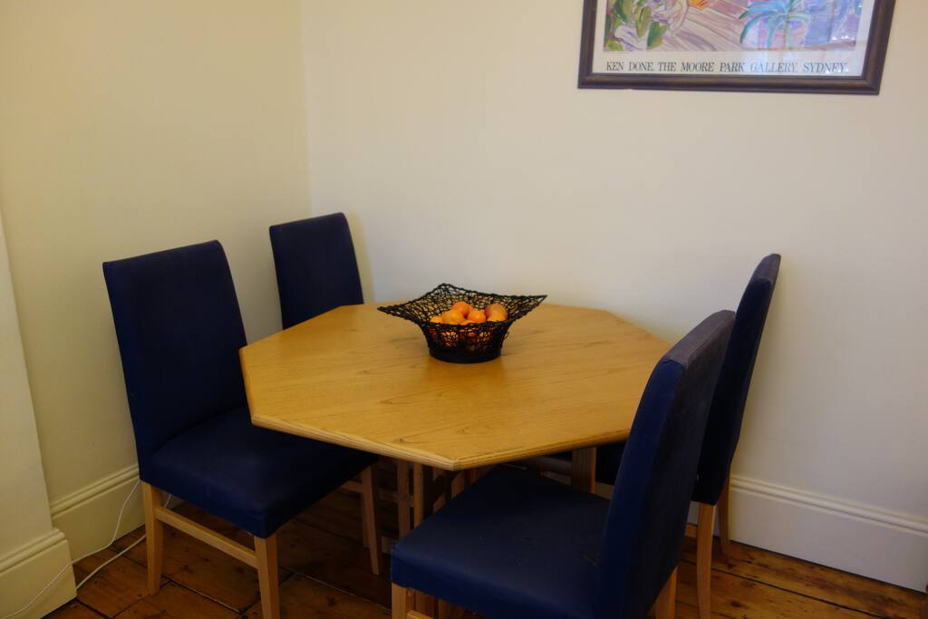 Dining area. Additional folding chairs are available.
