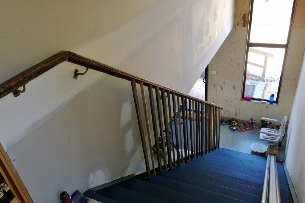 Stairs to up top living has a stair chair for disability