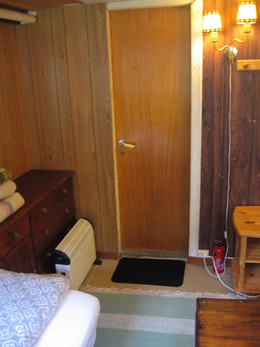 Heater and fire extinguisher in place.