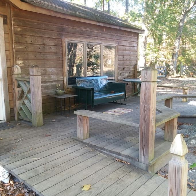 You have a nice view of the pond from the porch.