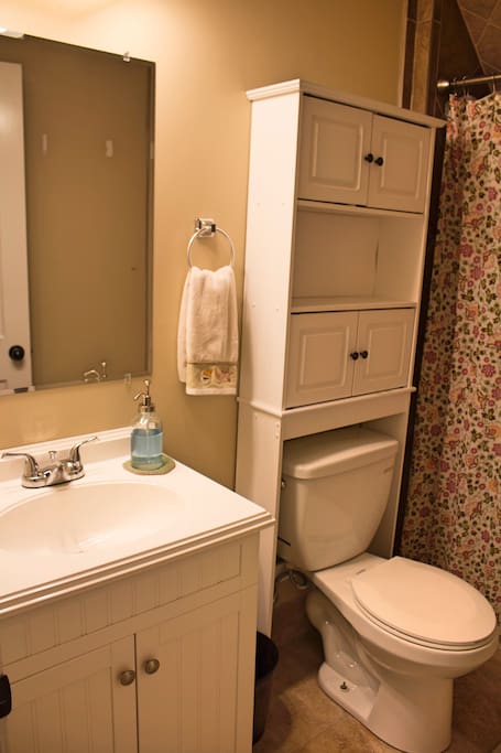 Full bathroom adjacent to room.