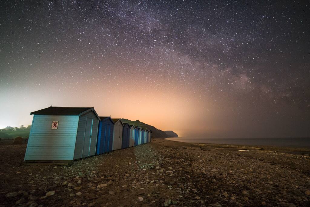 Beach huts on Charmouth beach