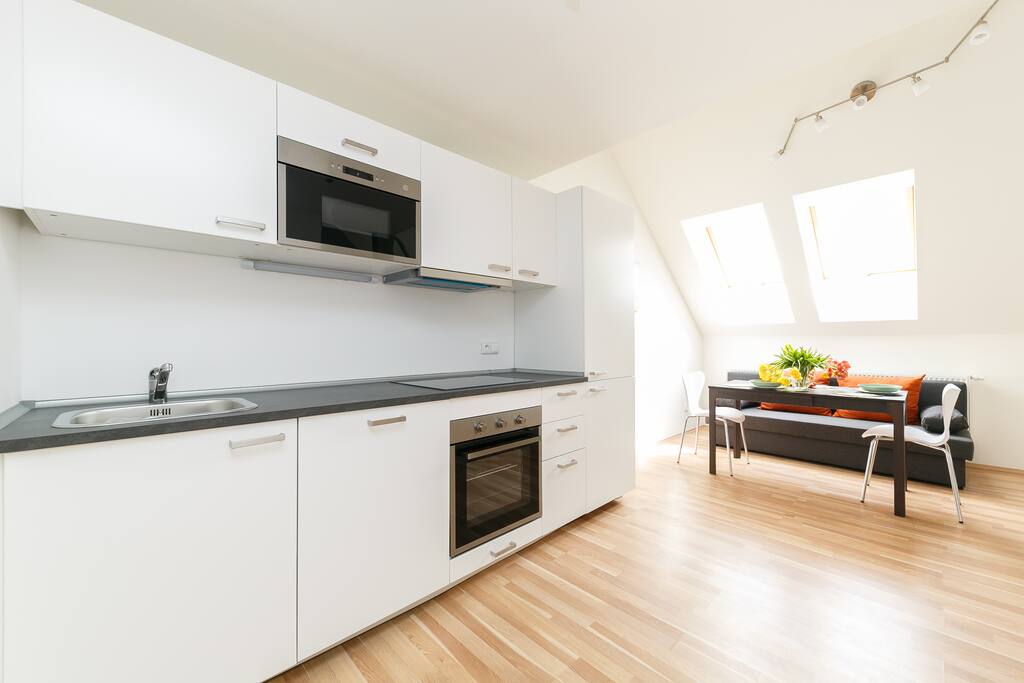 Living room with kitchen