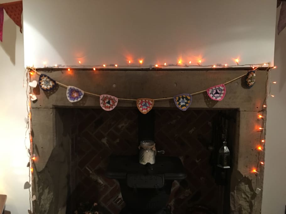 Log burner in living room for cosy winter nights