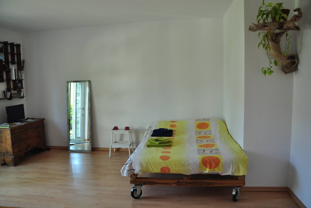 living zone with double bed