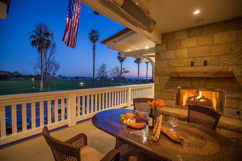 Outdoor Dining Area w/ Standstone Fireplace